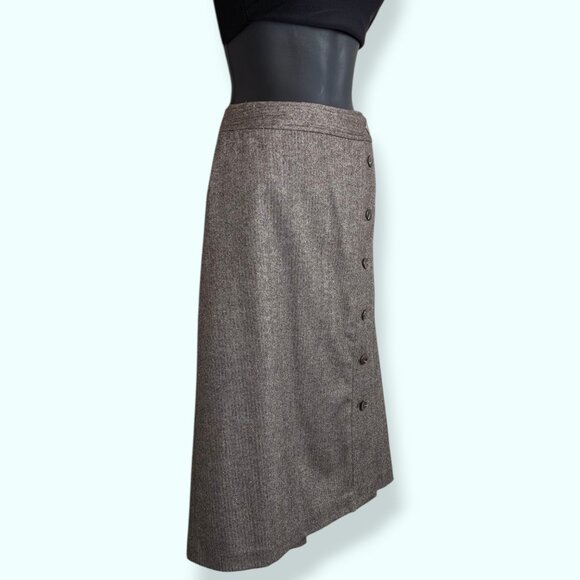 Talbots Brown Herringbone Side Button Skirt - Picture 4 of 11